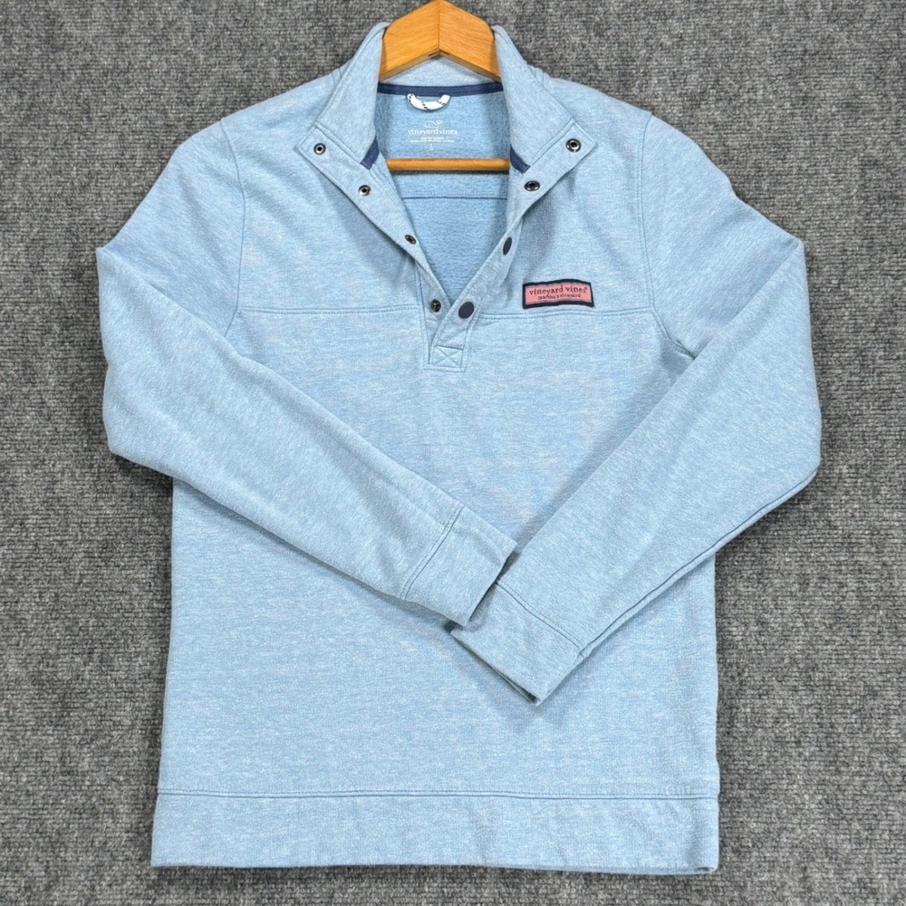 Vineyard Vines Boys Large 16 Light Blue Quarter Snap Pullover Sweatshirt